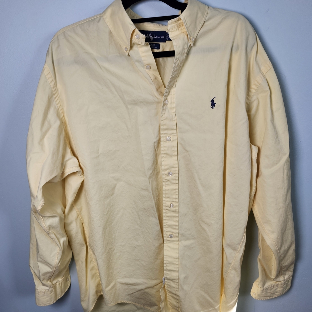 Ralph Lauren Men's Light Yellow Button Down Shirt